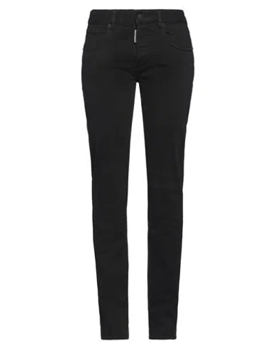 Dsquared2 Woman Jeans Black Size 8 Cotton, Elastane, Calfskin