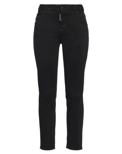 Dsquared2 Woman Jeans Black Size 6 Cotton, Elastane, Cow Leather
