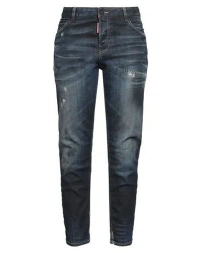 Dsquared2 Woman Jeans Blue Size 0 Cotton, Elastane, Cow Leather