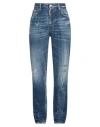 Dsquared2 Woman Jeans Blue Size 10 Cotton, Calfskin In Blue