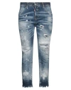 Dsquared2 Woman Jeans Blue Size 10 Cotton, Calfskin In Blue