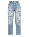 Dsquared2 Woman Jeans Blue Size 10 Cotton, Calfskin In Blue