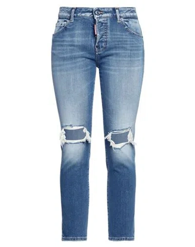 Dsquared2 Woman Jeans Blue Size 10 Cotton, Elastane