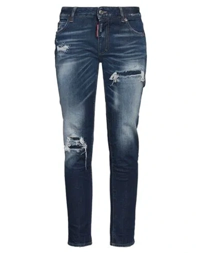 Dsquared2 Woman Jeans Blue Size 10 Cotton, Elastane