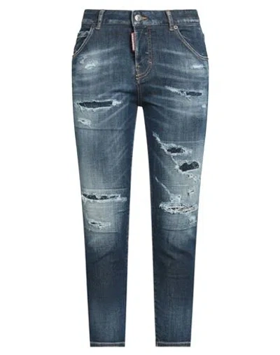 Dsquared2 Woman Jeans Blue Size 12 Cotton, Elastomultiester, Elastane