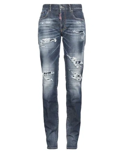 Dsquared2 Woman Jeans Blue Size 10 Cotton, Elastomultiester, Elastane, Calfskin