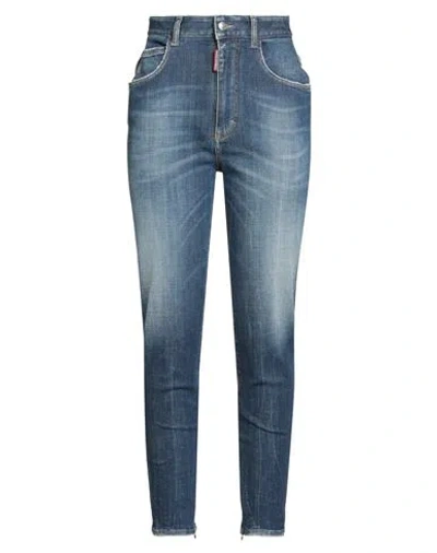 Dsquared2 Woman Jeans Blue Size 10 Cotton, Polyester, Elastane, Calfskin