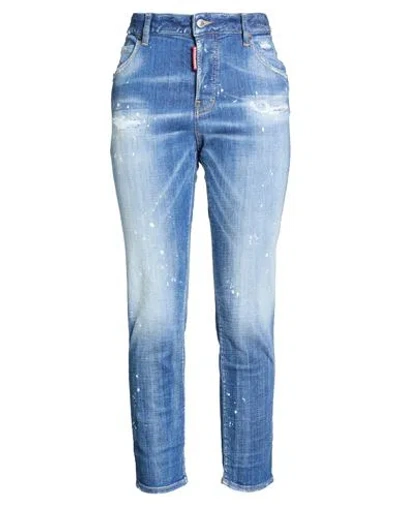 Dsquared2 Woman Jeans Blue Size 12 Cotton, Polyester, Elastane