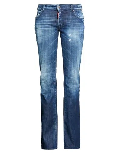 DSQUARED2 DSQUARED2 WOMAN JEANS BLUE SIZE 2 COTTON, ELASTANE