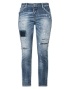 Dsquared2 Woman Jeans Blue Size 2 Cotton, Elastomultiester, Elastane, Bovine Leather In Blue