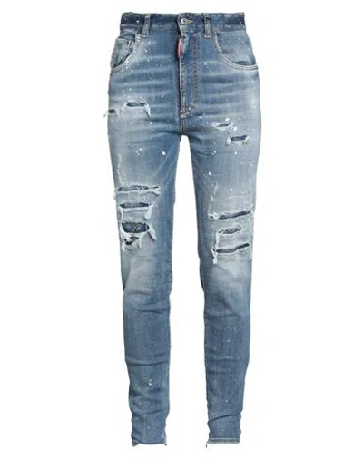Dsquared2 Woman Jeans Blue Size 4 Cotton, Elastomultiester, Elastane