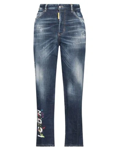 Dsquared2 Woman Jeans Blue Size 6 Cotton, Elastane, Calfskin