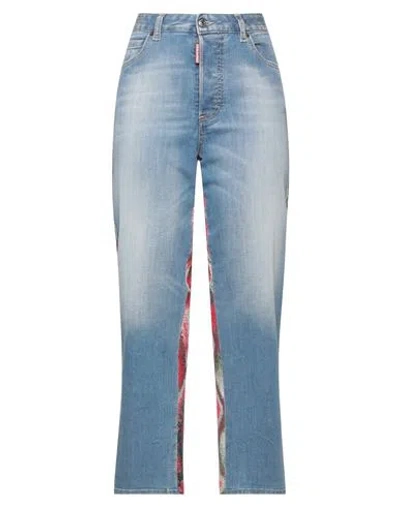 Dsquared2 Woman Jeans Blue Size 6 Cotton, Elastomultiester, Elastane, Synthetic Fibers, Calfskin