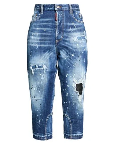 Dsquared2 Woman Jeans Blue Size 6 Cotton, Polyester, Elastane, Calfskin