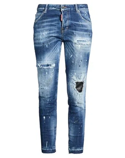 Dsquared2 Woman Jeans Blue Size 6 Cotton, Polyester, Elastane, Calfskin