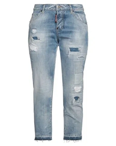 Dsquared2 Woman Denim Cropped Blue Size 00 Cotton