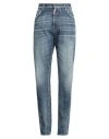 Dsquared2 Woman Jeans Blue Size 8 Cotton, Cow Leather In Blue