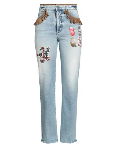 Dsquared2 Woman Jeans Blue Size 8 Cotton, Elastane