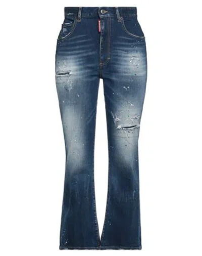 DSQUARED2 DSQUARED2 WOMAN JEANS BLUE SIZE 12 COTTON, ELASTANE