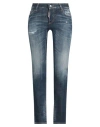 Dsquared2 Woman Jeans Blue Size 8 Cotton, Elastane, Calfskin In Blue