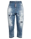 Dsquared2 Woman Jeans Blue Size 8 Cotton, Elastane, Cow Leather In Blue
