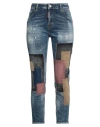 Dsquared2 Woman Jeans Blue Size 8 Cotton, Elastane, Cow Leather In Blue