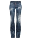 Dsquared2 Woman Jeans Blue Size 10 Cotton, Elastane, Cow Leather In Blue
