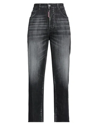 Dsquared2 Woman Jeans Charcoal Size 2 Cotton, Elastane, Calfskin In Black