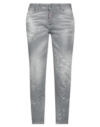 Dsquared2 Woman Jeans Grey Size 10 Cotton, Elastane