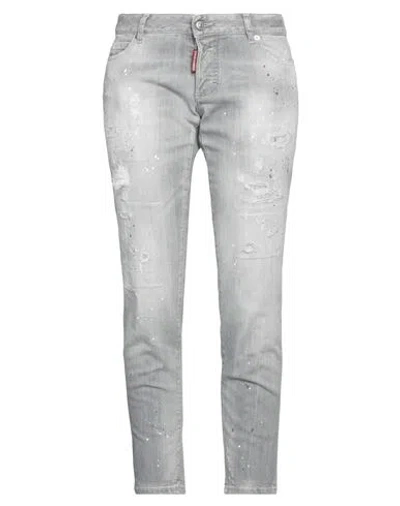 Dsquared2 Woman Jeans Grey Size 10 Cotton, Elastane In Gray