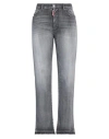 Dsquared2 Woman Jeans Grey Size 8 Cotton, Elastomultiester, Elastane, Cow Leather In Grey