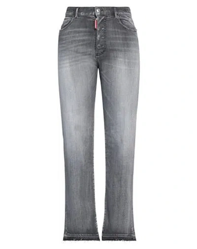 Dsquared2 Woman Jeans Grey Size 8 Cotton, Elastomultiester, Elastane, Cow Leather