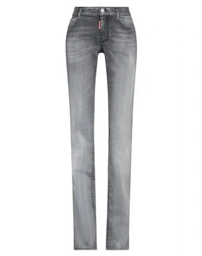 Dsquared2 Woman Jeans Grey Size 0 Cotton, Elastomultiester, Elastane, Calfskin
