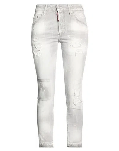 Dsquared2 Woman Jeans Grey Size 6 Cotton, Elastane In Multi