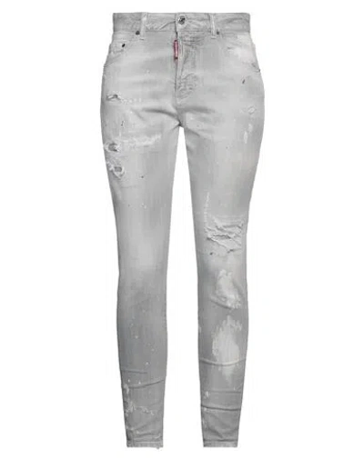Dsquared2 Woman Jeans Grey Size 8 Cotton, Elastane