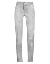 Dsquared2 Woman Jeans Light Grey Size 10 Cotton, Elastomultiester, Elastane, Bovine Leather In Grey