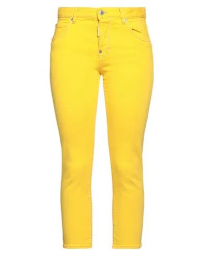 Dsquared2 Woman Jeans Marigold Size 2 Cotton, Elastane In Yellow