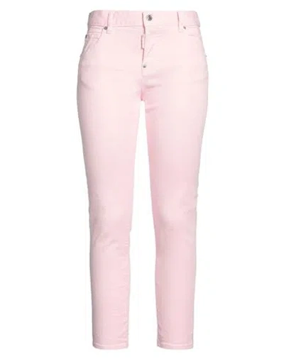 Dsquared2 Woman Jeans Pink Size 4 Cotton, Elastane, Cow Leather