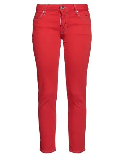 Dsquared2 Woman Jeans Red Size 2 Cotton, Elastane