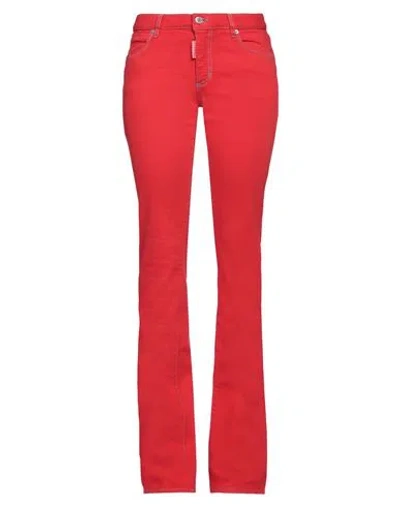 Dsquared2 Woman Jeans Red Size 2 Cotton, Elastane In Red