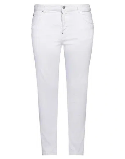 Dsquared2 Woman Jeans White Size 10 Cotton, Elastane, Cow Leather