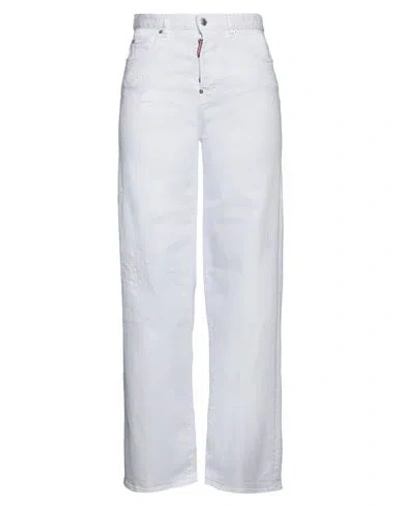 DSQUARED2 DSQUARED2 WOMAN JEANS WHITE SIZE 8 COTTON, ELASTANE