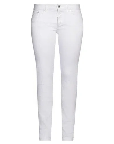 Dsquared2 Woman Jeans White Size 8 Cotton, Elastane, Calfskin