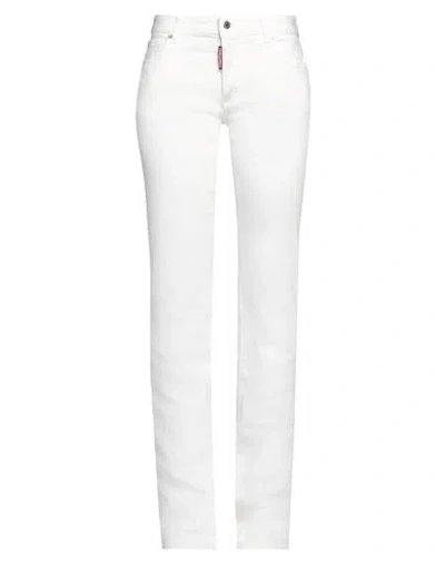 DSQUARED2 DSQUARED2 WOMAN JEANS WHITE SIZE 8 COTTON, ELASTOMULTIESTER, ELASTANE, POLYESTER