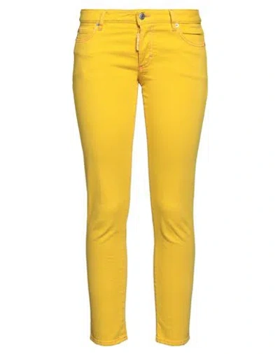 Dsquared2 Woman Jeans Yellow Size 2 Cotton, Elastane