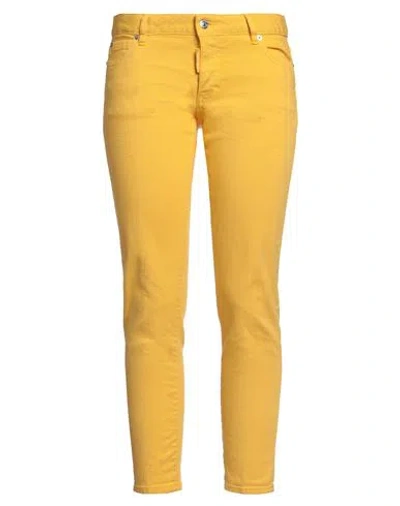 Dsquared2 Woman Jeans Yellow Size 6 Cotton, Elastane