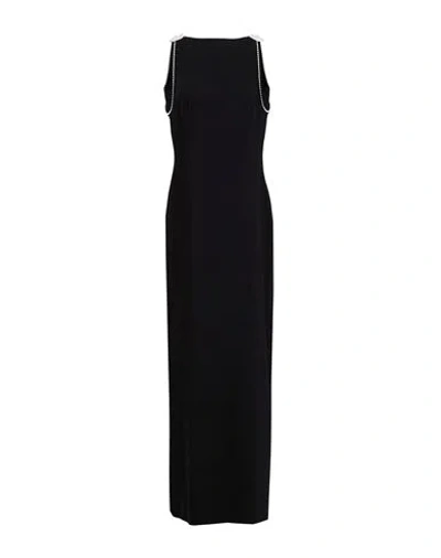 Dsquared2 Embellished Satin Open Back Long Dress In Black
