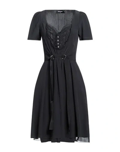 Dsquared2 Woman Midi Dress Black Size 2 Silk