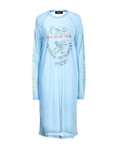 Dsquared2 Woman Midi Dress Sky Blue Size M Viscose