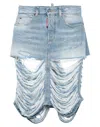 Dsquared2 Woman Midi Skirt Blue Size 2 Cotton In Blue